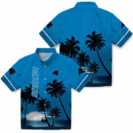 Beach Sunset Blue Black Carolina Panthers Hawaiian Shirt