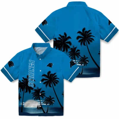 Beach Sunset Blue Black Carolina Panthers Hawaiian Shirt