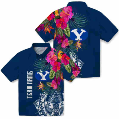Floral Polynesian Blue BYU Cougars Hawaiian Shirt