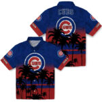 Customized Sunset Pattern Blue Black Chicago Cubs Hawaiian Shirt