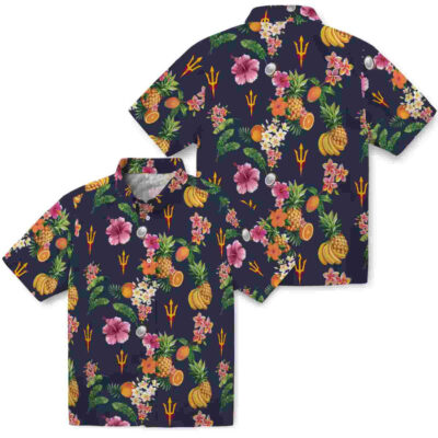 Hibiscus And Fruit Navy Blue Arizona State Sun Devils Hawaiian Shirt