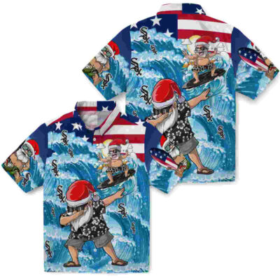 Surfing Santa Blue Chicago White Sox Hawaiian Shirt