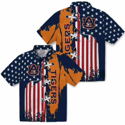 Stitched Flag Navy Blue Auburn Tigers Hawaiian Shirt