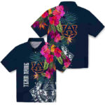 Floral Polynesian Navy Blue Auburn Tigers Hawaiian Shirt