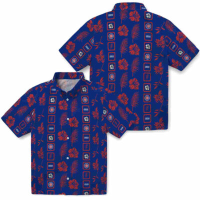 Framed Floral Blue Chicago Cubs Hawaiian Shirt