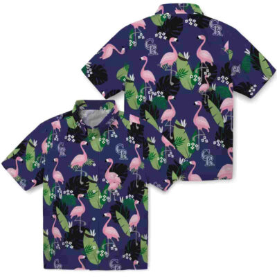 Flamingo Leaf Motif Blue Colorado Rockies Hawaiian Shirt