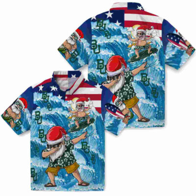 Surfing Santa Blue Baylor Bears Hawaiian Shirt