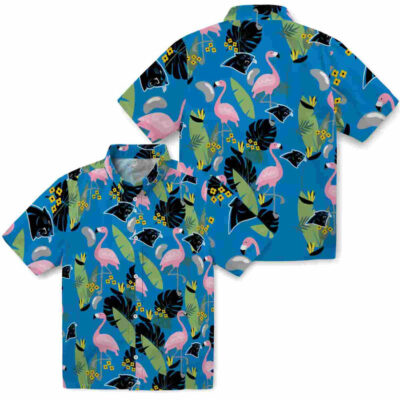 Flamingo Leaves Blue Carolina Panthers Hawaiian Shirt