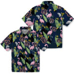 Flamingo Leaves Navy Blue Auburn Tigers Hawaiian Shirt