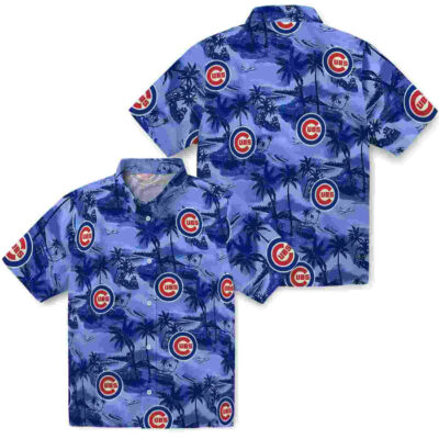 Coastal Palms Blue Chicago Cubs Hawaiian Shirt