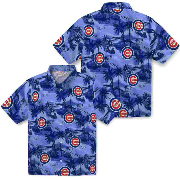 Coastal Palms Blue Chicago Cubs Hawaiian Shirt