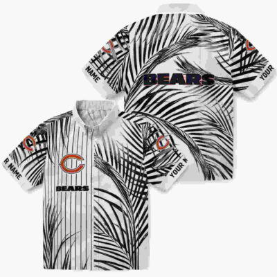 Palm Stripes Blue Black White Chicago Bears Hawaiian Shirt