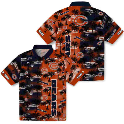 Customized Palm Silhouettes Blue Chicago Bears Hawaiian Shirt