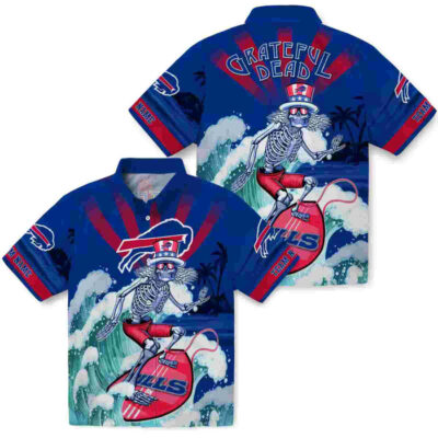 Customized Surfing Skeleton Blue Buffalo Bills Hawaiian Shirt