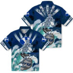 Customized Surfing Skeleton Blue BYU Cougars Hawaiian Shirt