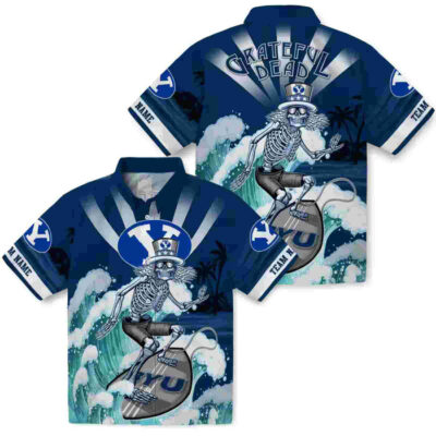 Customized Surfing Skeleton Blue BYU Cougars Hawaiian Shirt