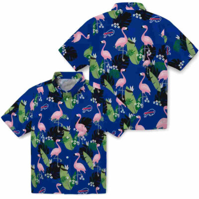 Flamingo Leaf Motif Blue Buffalo Bills Hawaiian Shirt