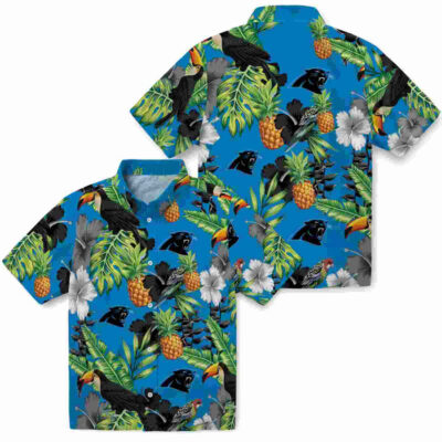 Toucan Hibiscus Pineapple Blue Green Carolina Panthers Hawaiian Shirt