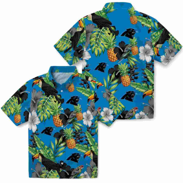 Toucan Hibiscus Pineapple Blue Green Carolina Panthers Hawaiian Shirt