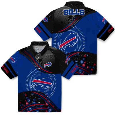 Football Wave Blue Black Buffalo Bills Hawaiian Shirt