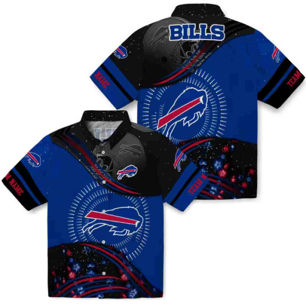Football Wave Blue Black Buffalo Bills Hawaiian Shirt