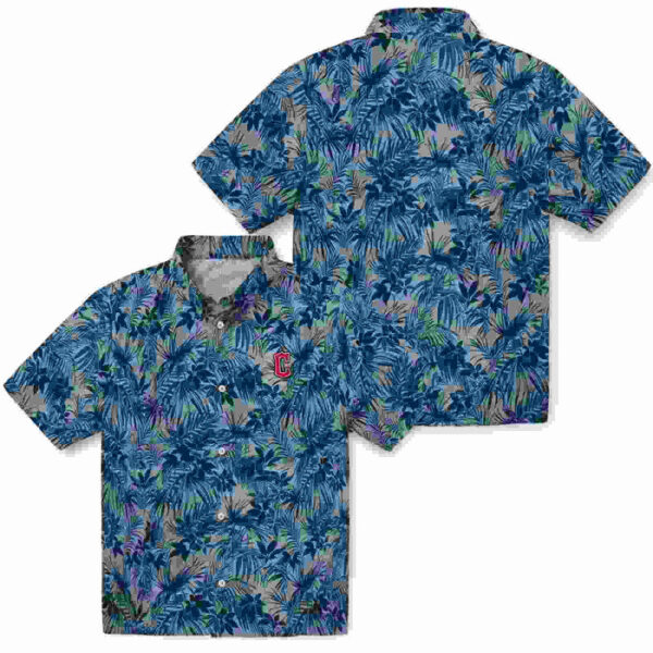 Leafy Pattern Navy Blue Cleveland Guardians Hawaiian Shirt