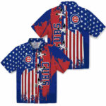 Stitched Flag Blue Chicago Cubs Hawaiian Shirt