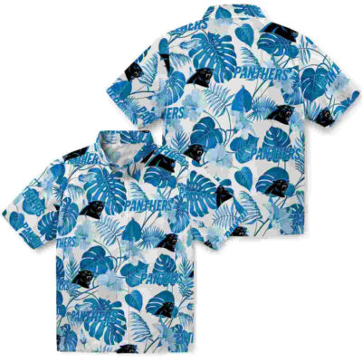 Tropical Plants Blue White Carolina Panthers Hawaiian Shirt