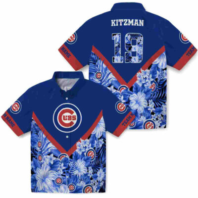 Customized Floral Chevron Blue Chicago Cubs Hawaiian Shirt