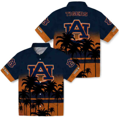 Customized Sunset Pattern Navy Blue Black Auburn Tigers Hawaiian Shirt