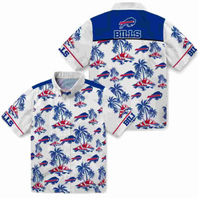 Palm Island Print Blue White Buffalo Bills Hawaiian Shirt