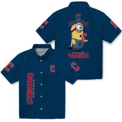 Stuart Minion Navy Blue Cleveland Guardians Hawaiian Shirt