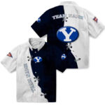 Customized Edgy Streaks Blue White BYU Cougars Hawaiian Shirt