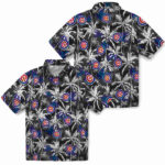 Palm Pattern Blue Black Chicago Cubs Hawaiian Shirt