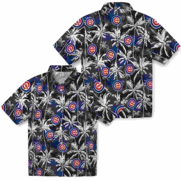 Palm Pattern Blue Black Chicago Cubs Hawaiian Shirt