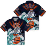 Customized Surfing Skeleton Blue Chicago Bears Hawaiian Shirt