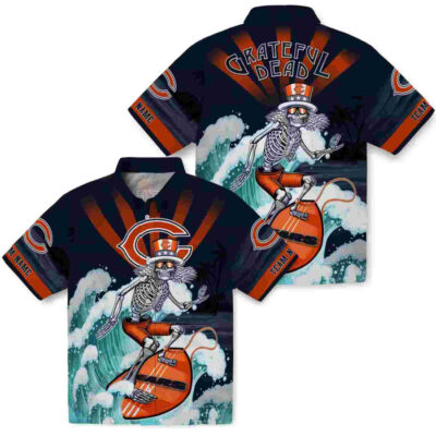 Customized Surfing Skeleton Blue Chicago Bears Hawaiian Shirt