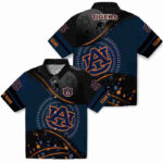 Football Wave Navy Blue Black Auburn Tigers Hawaiian Shirt