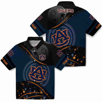 Football Wave Navy Blue Black Auburn Tigers Hawaiian Shirt