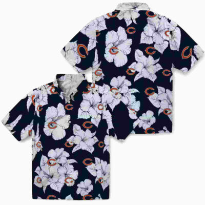 Hibiscus Blooms Blue White Chicago Bears Hawaiian Shirt