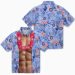 Chest Illusion Blue Chicago Cubs Hawaiian Shirt