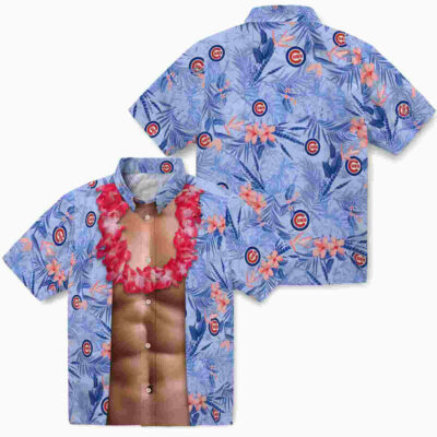 Chest Illusion Blue Chicago Cubs Hawaiian Shirt