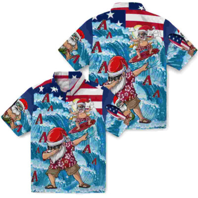 Surfing Santa Blue Arizona Diamondbacks Hawaiian Shirt