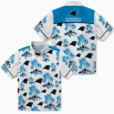 Palm Island Print Blue White Carolina Panthers Hawaiian Shirt
