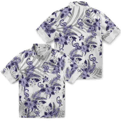 Hibiscus Palm Leaves Blue White Colorado Rockies Hawaiian Shirt