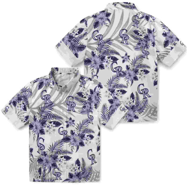 Hibiscus Palm Leaves Blue White Colorado Rockies Hawaiian Shirt