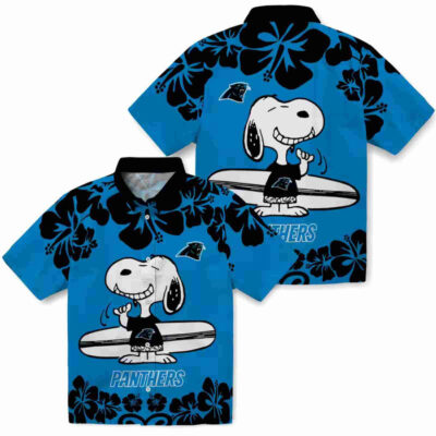 Snoopy Surf Blue White Carolina Panthers Hawaiian Shirt