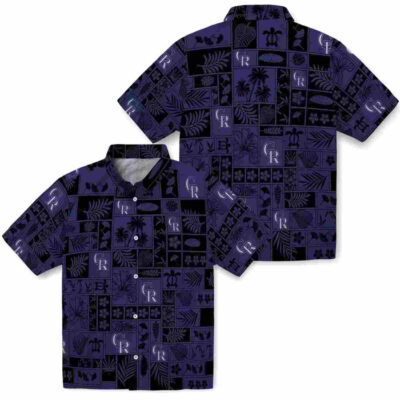 Tropical Patchwork Blue Black Colorado Rockies Hawaiian Shirt